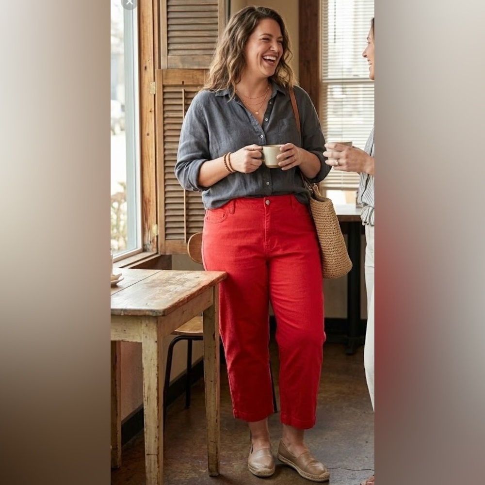 Blair Red Capri Pants Plus Size 16W High Rise Stretch